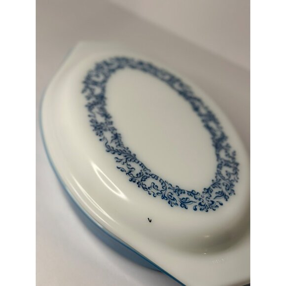 VTG PYREX Ivy Floral Divided Casserole Dish Ovenware 1-1/2 QT USA Ornate White - Picture 5 of 10